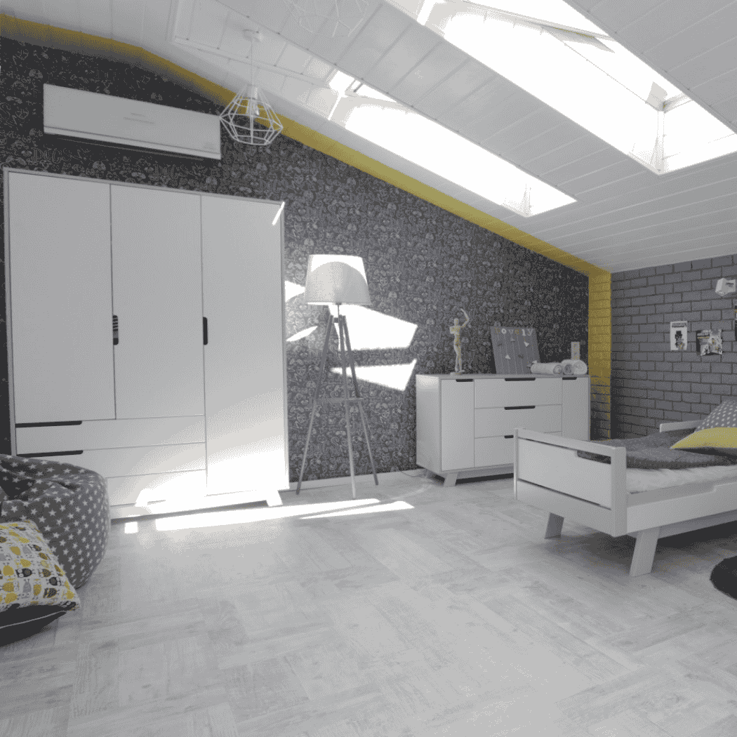 Dětska šatní skřín Lussi 1200 Gekko Kids, Bílá / Šedá